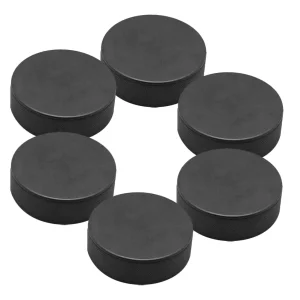 6 Ice Hockey Pucks black rubber for game training and practice 1