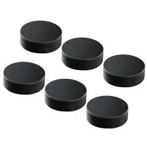 6 Pieces Professional Rubber Ice Hockey Pucks Standard Hockey for Practice Training Game (Black) X6