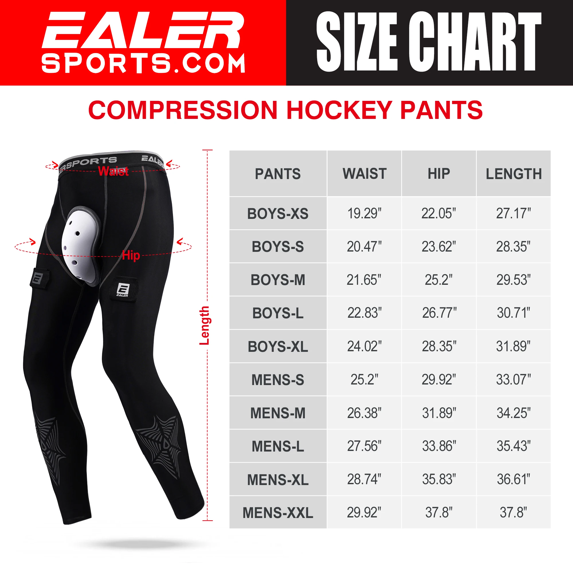 Protective Compression Hockey Pants with Athletic Cup & Sock Tabs