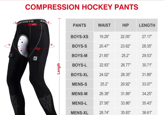 Protective Compression Hockey Pants with Athletic Cup & Sock Tabs, Hockey Jock for Men & Boy – Senior and Junior – Adult and Youth 5